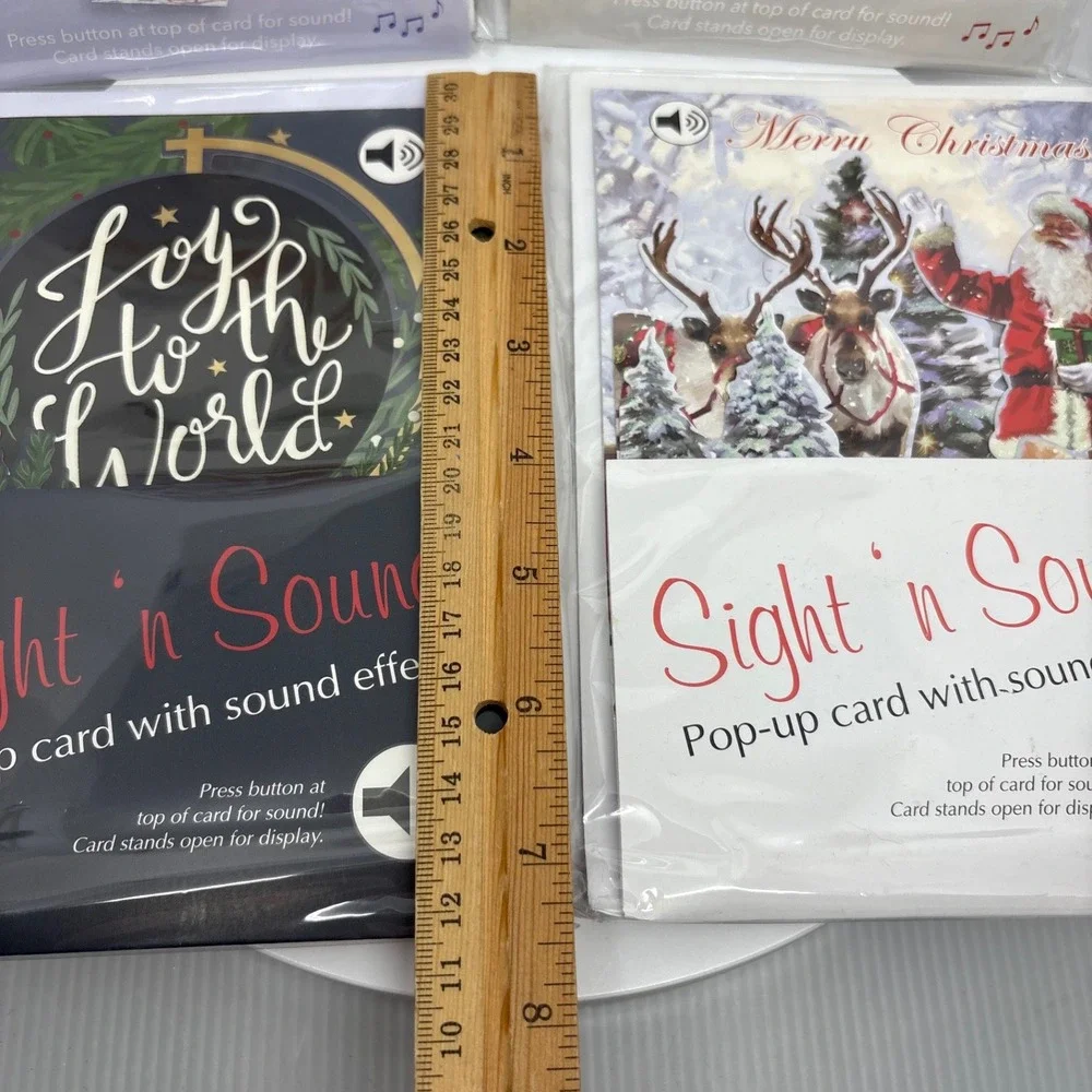 Christmas Pop Up Cards‎ Lot of 4 Santa Reindeer Snowman Joy Wreath Merry Decor